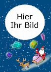 Weihnachtsfotokarte mit Rentier, blau, A4 hoch